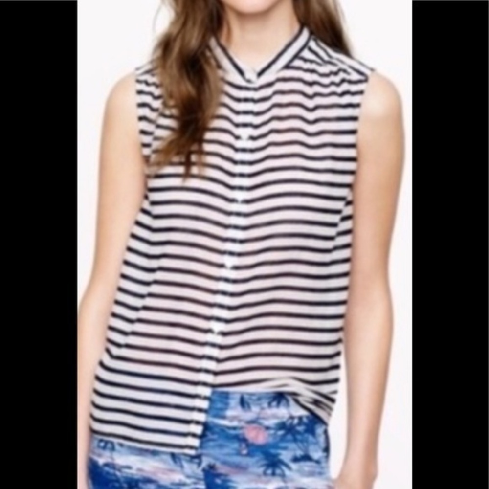 J Crew cute navy/off white stripe long tunic top